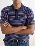 Rag & Bone - Striped Cotton-Piqué Polo Shirt - Blue
