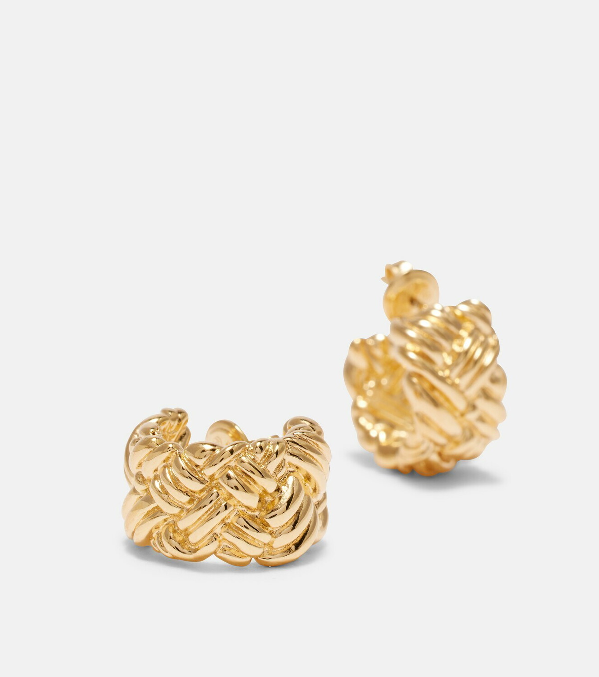 Bottega Veneta Intreccio Large gold-plated earrings