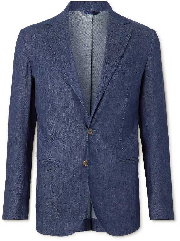 Photo: De Petrillo - Unstructured Denim Suit Jacket - Blue