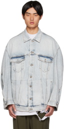 Balenciaga Blue Twisted Denim Jacket