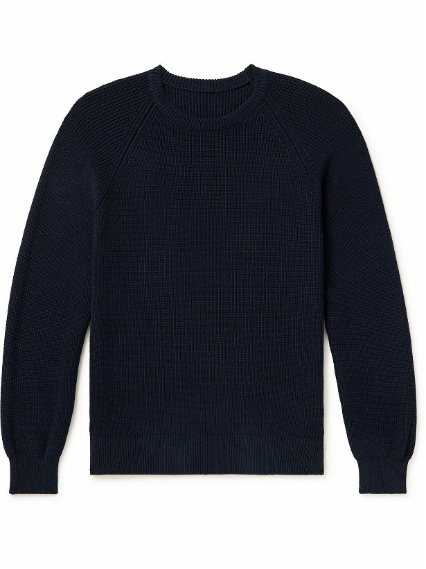 Photo: Anderson & Sheppard - Ribbed Cotton Sweater - Blue