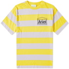 Aries Men's Striped Temple T-Shirt in Lilac/Orange