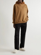 Marni - Logo-Embroidered Faux Shearling-Trimmed Cotton-Jersey Hoodie - Brown