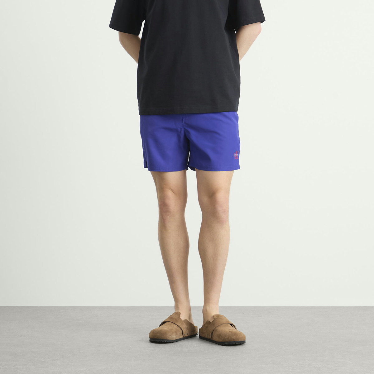 Calvin Klein Men's Medium Drawstring Swim Shorts in Blue River Fog