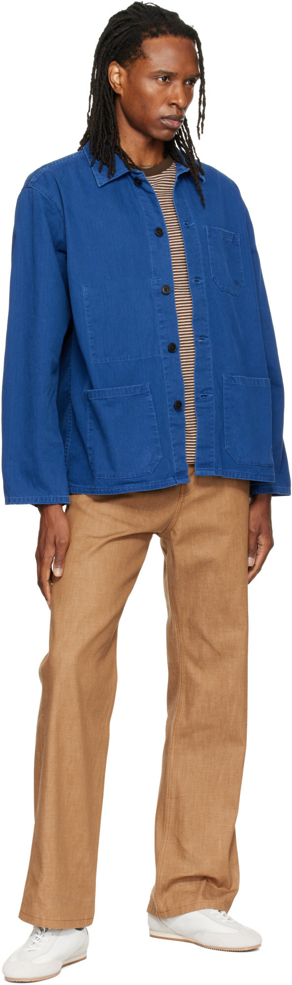 Nudie Jeans Blue Buddy Herringbone Chore Jacket