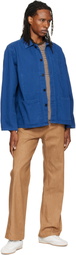 Nudie Jeans Blue Buddy Herringbone Chore Jacket