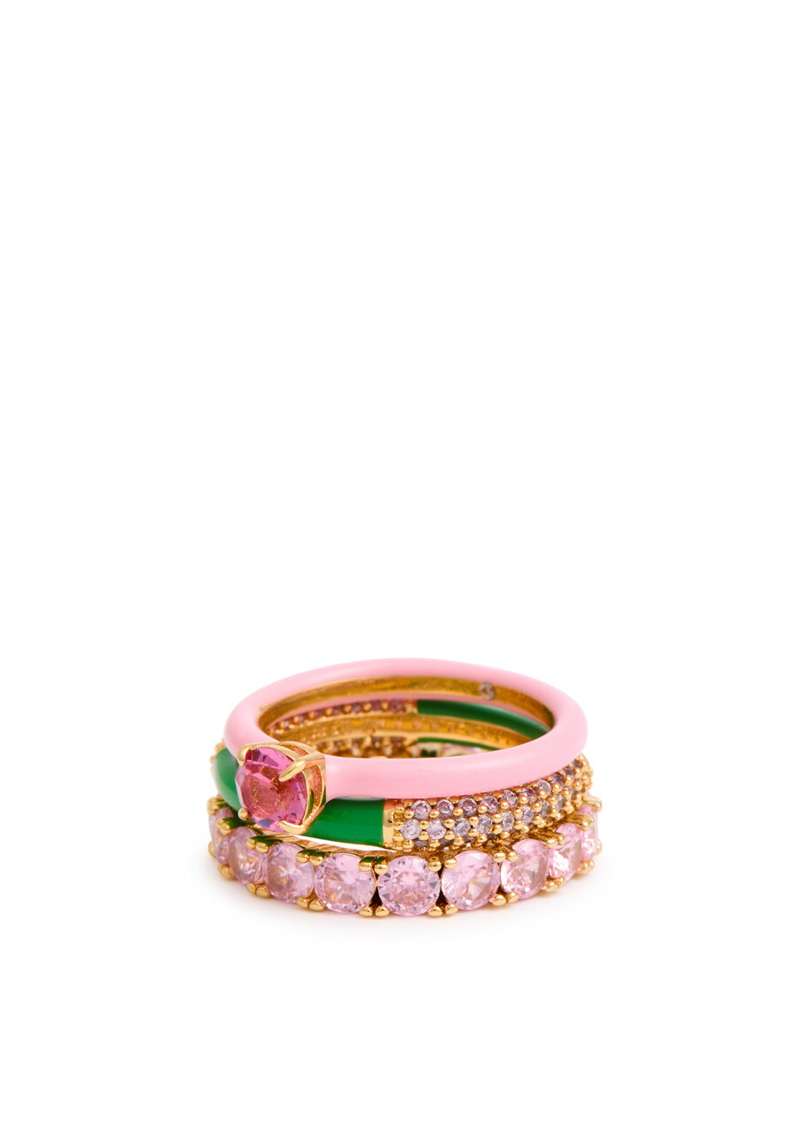 Kate Spade New York Hint of Shimmer Rings set of Three Pink