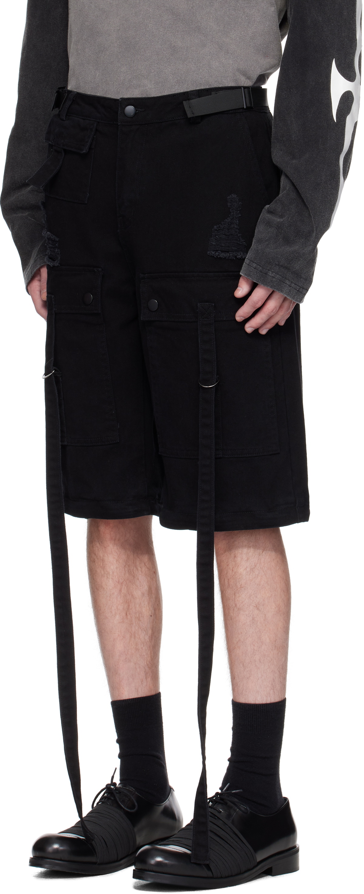 KUSIKOHC Black Straps Cargo Pants