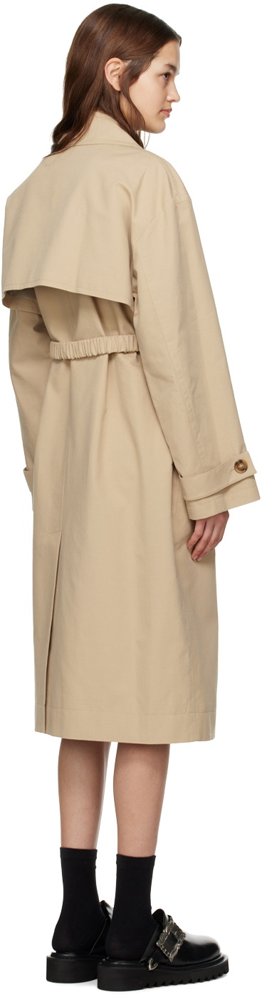 J KOO Beige Cross Belted Trench Coat