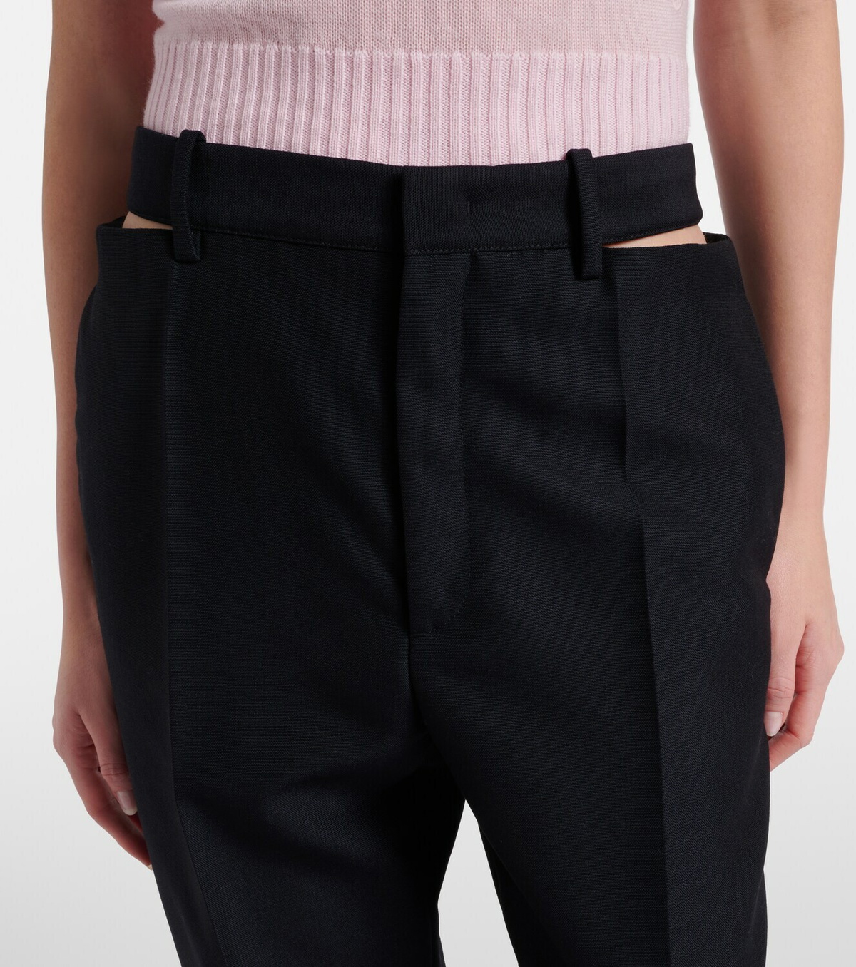 Jil Sander Cutout wool and mohair straight pants