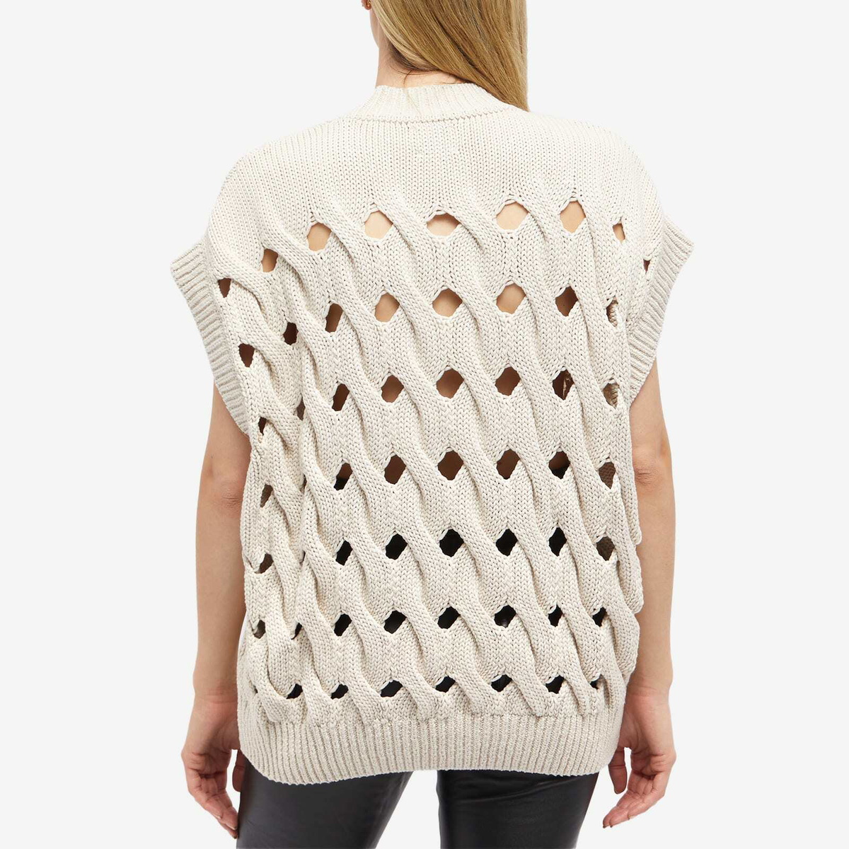 Anine Bing Women s Dray Knitted Crochet Vest Top in Cream ANINE BING