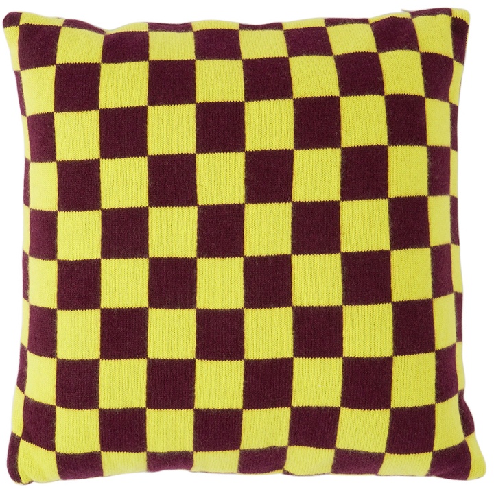 Photo: The Elder Statesman Yellow & Brown Mini Check Pillow
