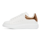 Alexander McQueen White and Rose Gold Croc Oversized Sneakers