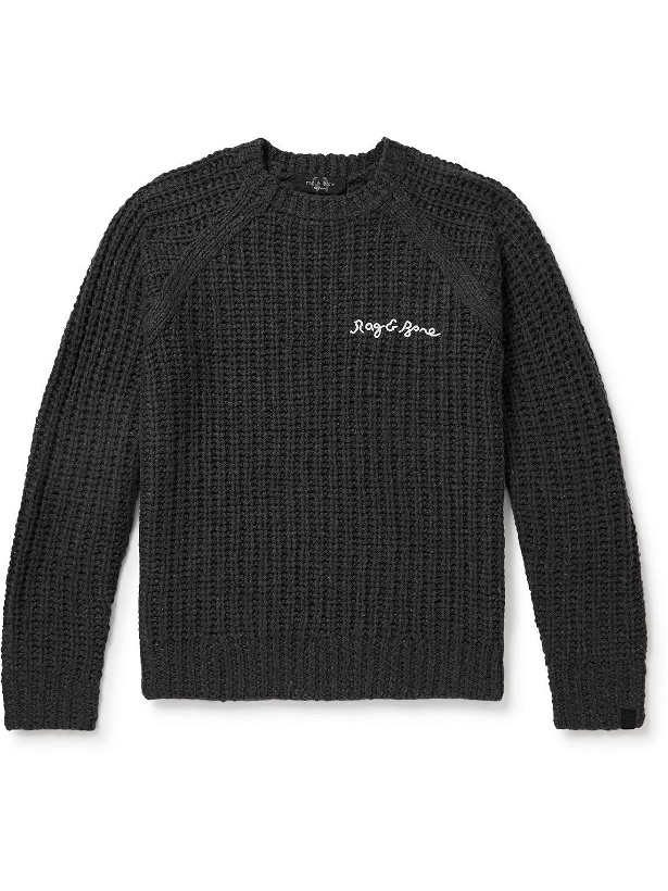 Photo: Rag & Bone - Logo-Embroidered Ribbed-Knit Sweater - Gray