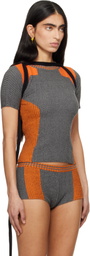 Ottolinger Orange & Gray Textured Knit Team T-shirt