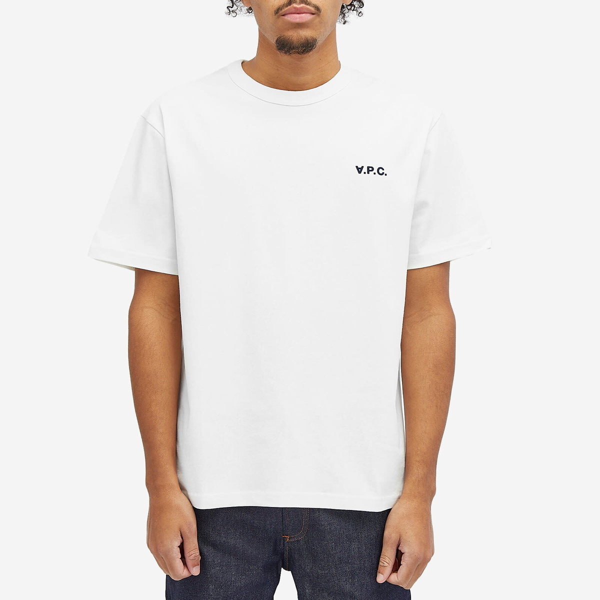 ☆【A.P.C.】☆(W) A.P.C. VPC T-Shirt White Dark Nav.y☆ A.P.C. VPC T-Shirt White/Dark Navy at CareOfCarl.com