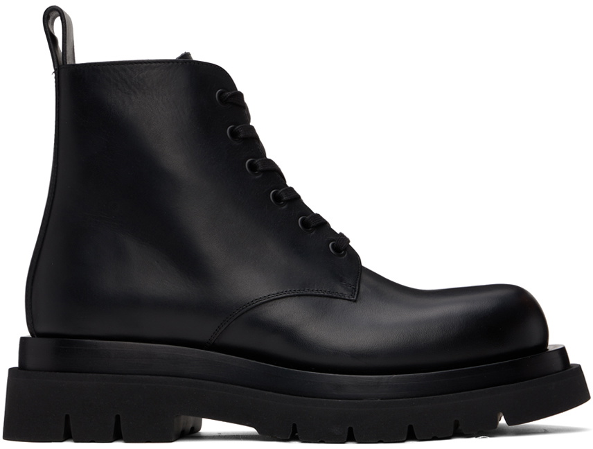 Bottega Veneta Black Lug Lace-Up Boots