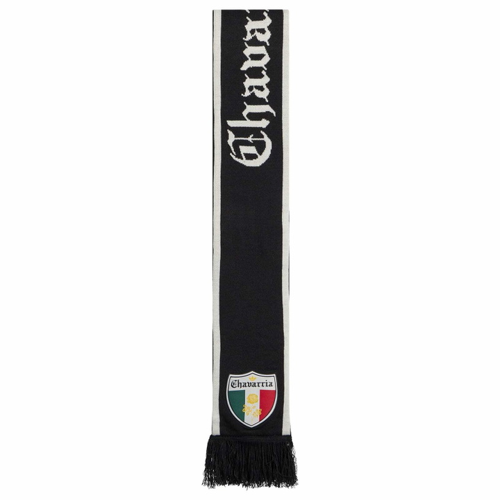Photo: Adidas x Willy Chavarria Scarf in Black/Better Scarlet/Collegiate Green 