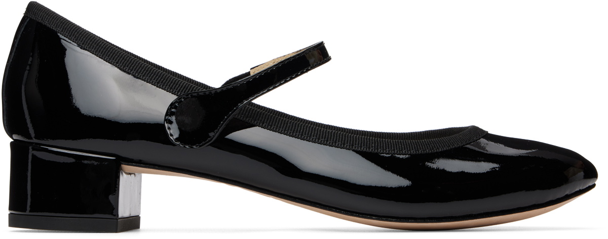 Repetto Black Rose Mary Jane Heels