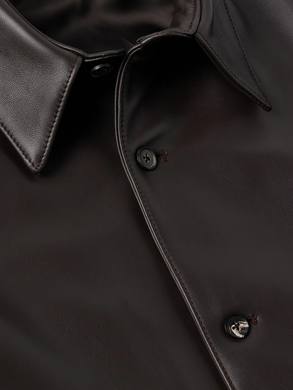 Saman Amel - Leather Shirt Jacket - Brown