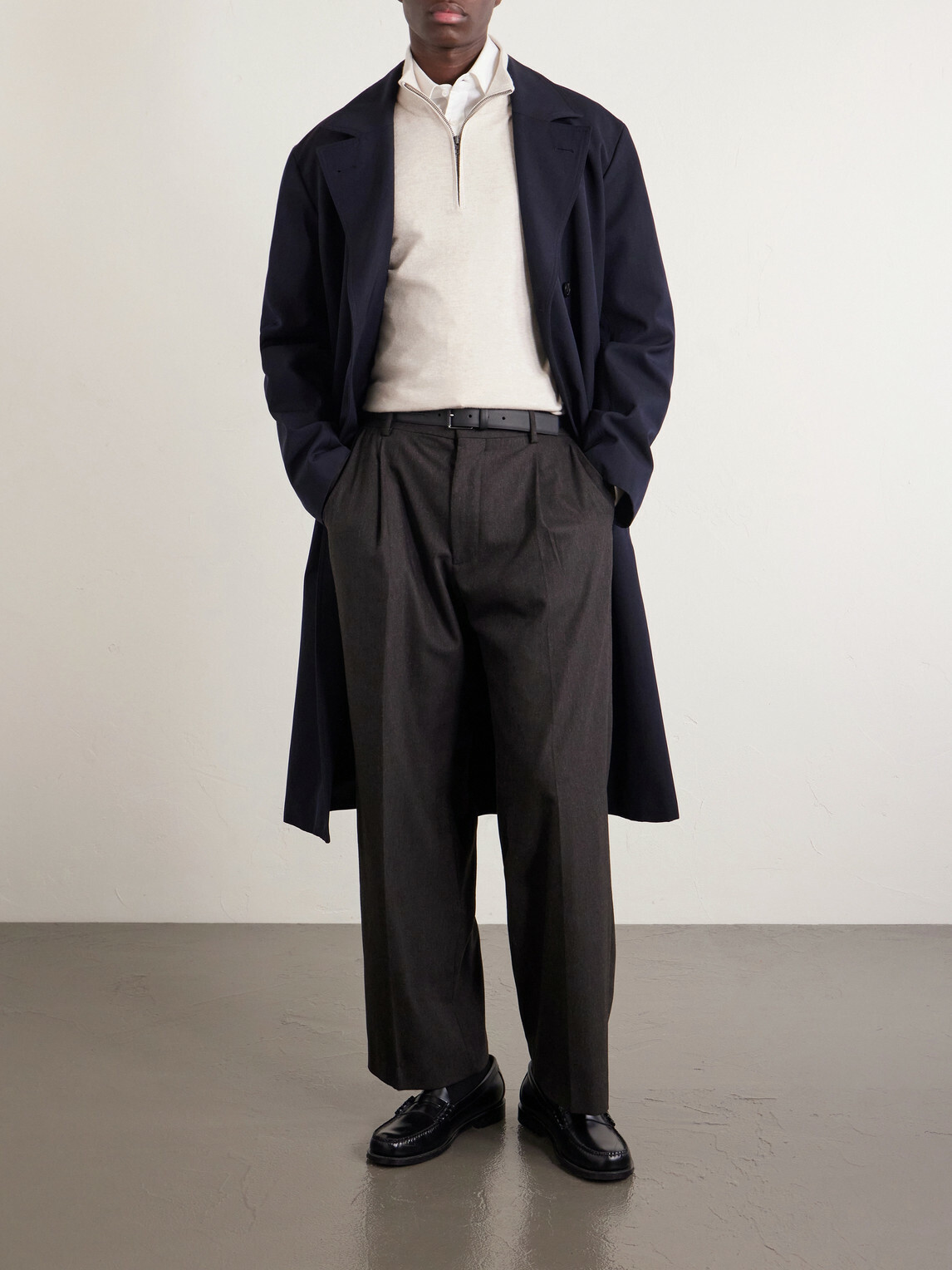 Hartford - Cotton and Cashmere-Blend Half-Zip Sweater - Neutrals