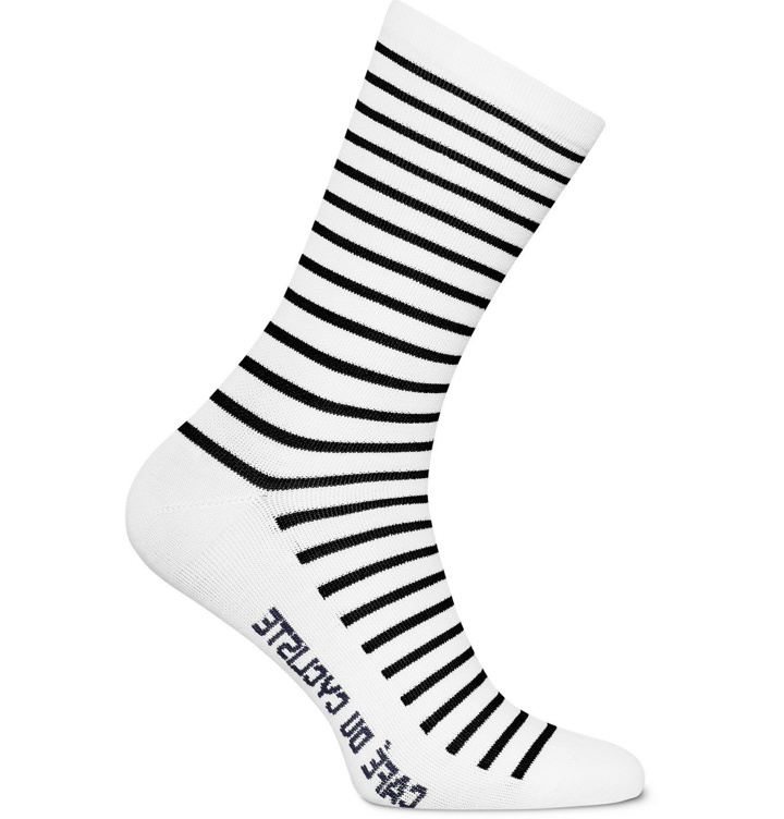 Photo: Cafe du Cycliste - Striped Merino Wool-Blend Cycling Socks - White