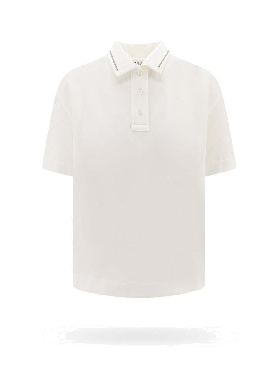 Tシャツ・カットソー BRUNELLO CUCINELLI Woman Polo Shirt White ML944VD115 C159 Brunello Cucinelli Polo Shirt White Womens Brunello Cucinelli