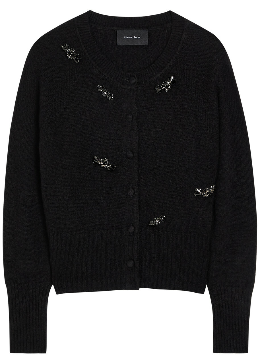 Simone Rocha Embellished Cashmere Cardigan Black