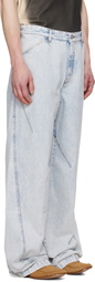 LGN Louis Gabriel Nouchi Blue Straight-Leg Light-Wash Pleats Jeans