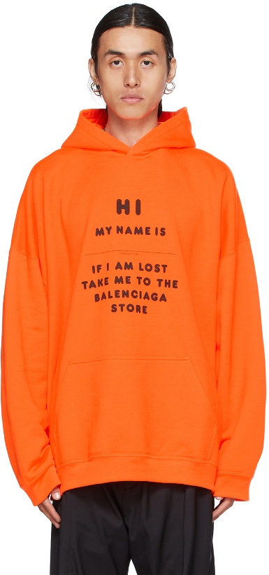 Photo: Balenciaga Orange 'Hi My Name Is' Hoodie