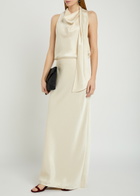 Vince Draped Scarf-effect Satin top Cream