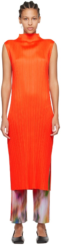 Photo: PLEATS PLEASE ISSEY MIYAKE Orange Monthly Colors April Maxi Dress