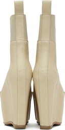 Rick Owens Beige Hollywood Grilled Wedge Beatle Chelsea Boots