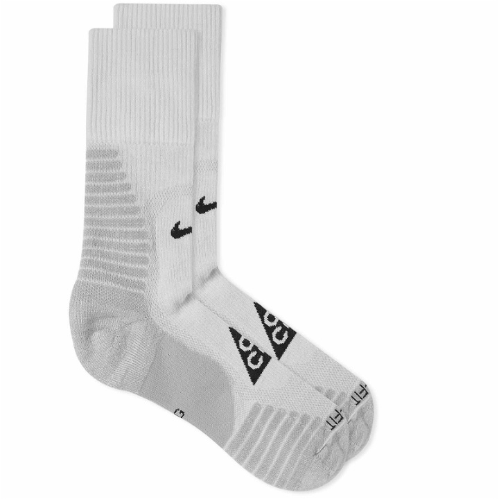 Photo: Nike ACG Outdoor Cushioned Crew Sock in Summit White/Smoke Grey