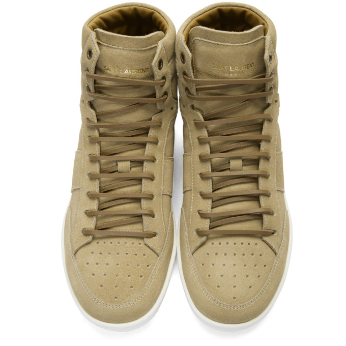 Saint Laurent Beige Suede SL/10 High-Top Sneakers Saint Laurent display picture 3