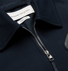 Alexander McQueen - Leather and Fleece-Trimmed Cotton-Blend Twill Jacket - Blue