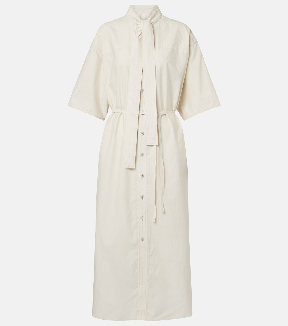 Lemaire Tie-neck cotton and silk shirt dress
