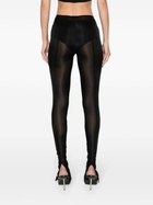 Mugler Black Cut-Out Sheer Leggings