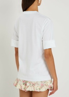 Simone Rocha Gathered Floral-appliquéd Cotton T-shirt White