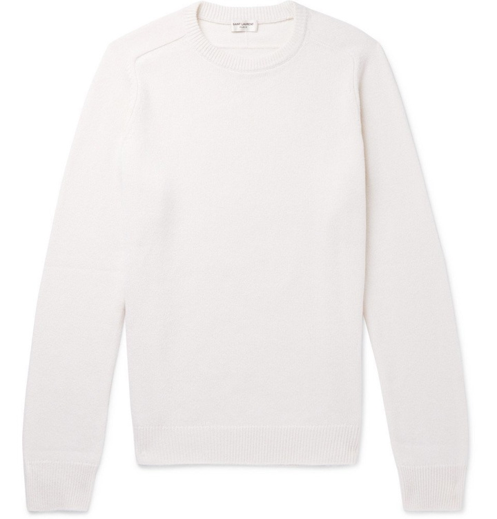 Photo: Saint Laurent - Slim-Fit Cashmere Sweater - Men - White