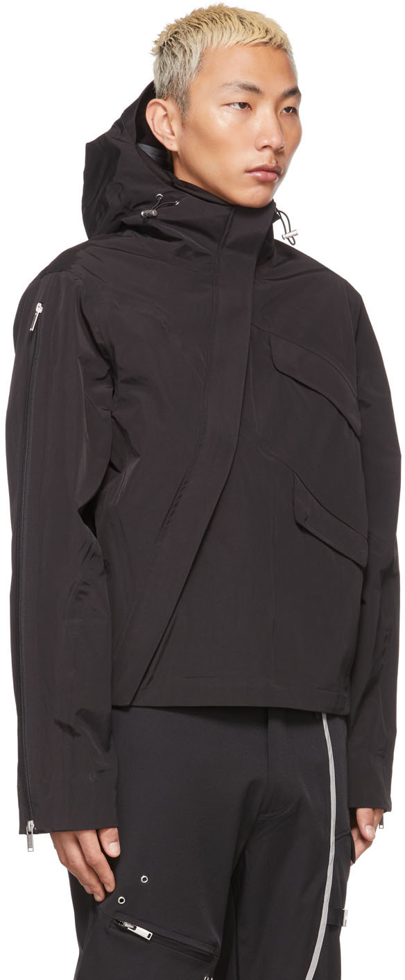 HELIOT EMIL Black Diagonal Zip Jacket Heliot Emil