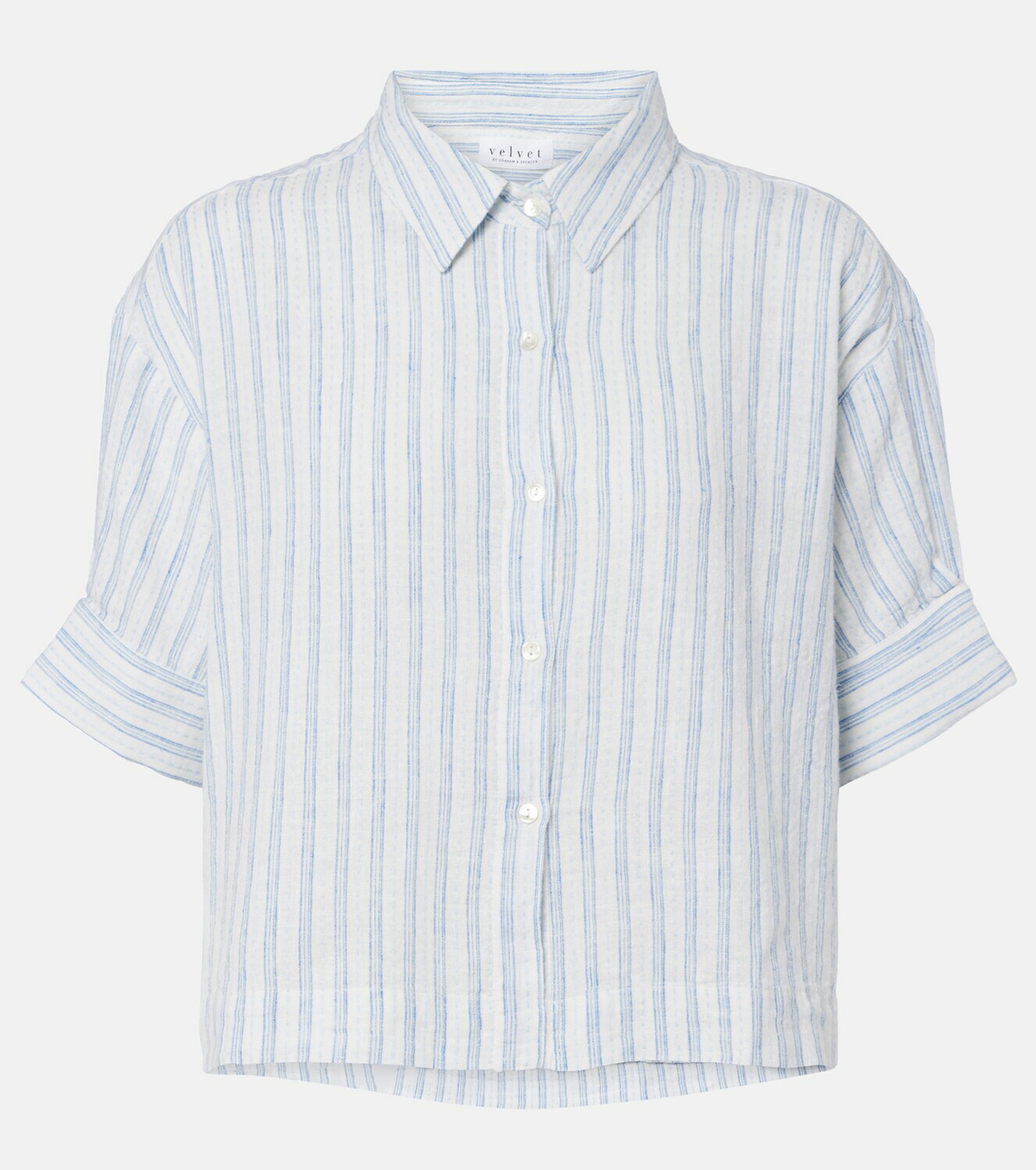 Velvet Greya striped cotton and linen shirt