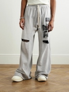 RRR123 - Flag Faster Wide-Leg Distressed Printed Cotton-Jersey Sweatpants - Gray