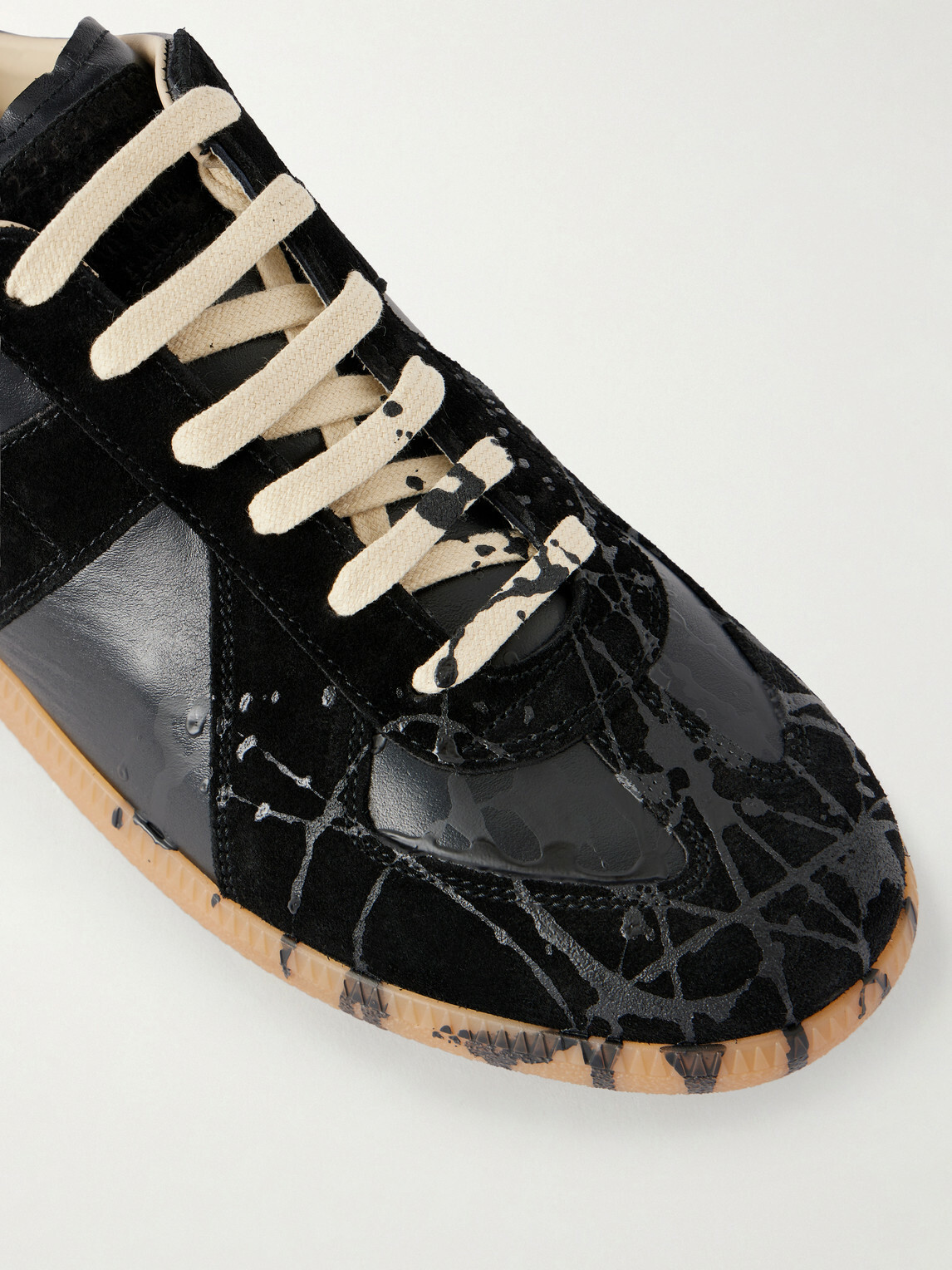 Maison Margiela - Replica Paint-Splattered Leather Sneakers - Black