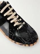 Maison Margiela - Replica Paint-Splattered Leather Sneakers - Black