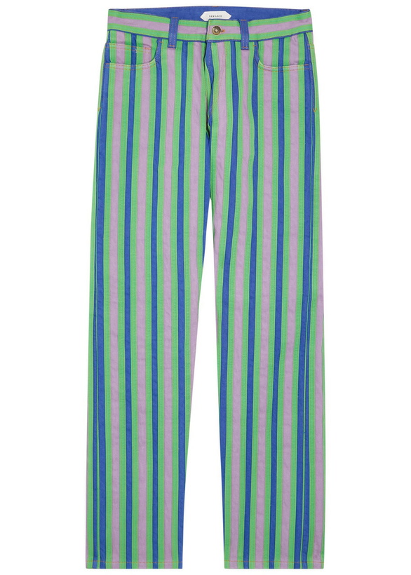 Photo: Versace Striped Straight-leg Jeans Blue