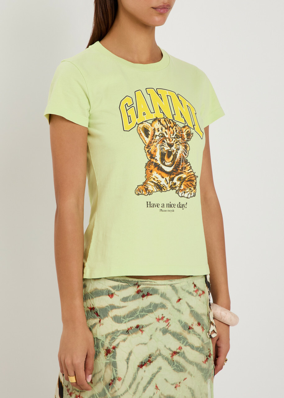 Ganni Printed Cotton T-shirt Multicoloured