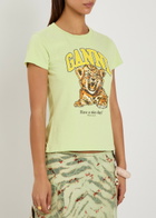 Ganni Printed Cotton T-shirt Multicoloured