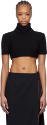 Mônot Black Crêpe Cropped Top