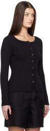 Silk Laundry Black Ribbed Kia Cardigan